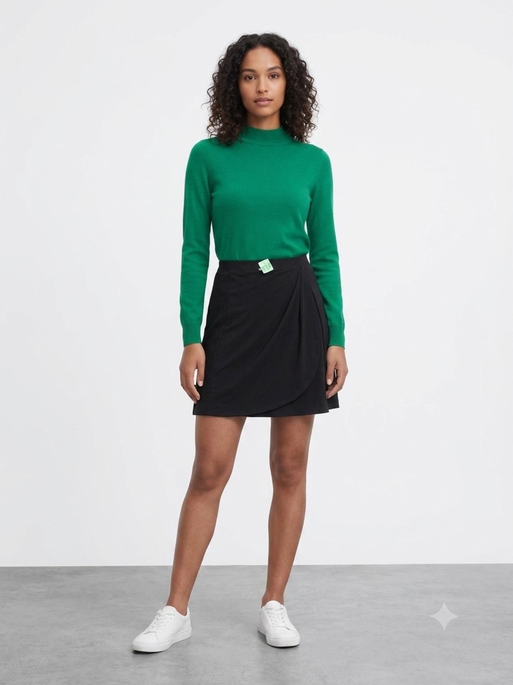 Ann Taylor Black Faux-Wrap Mini Skirt with Side Drape